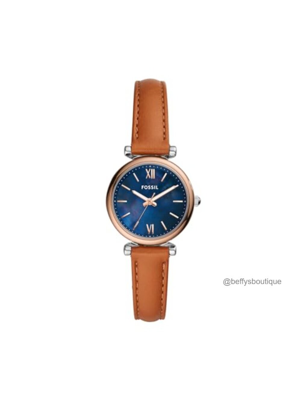 Fossil Carlie Mini Two-Tone Stainless Steel Watch Leather Band 28mm